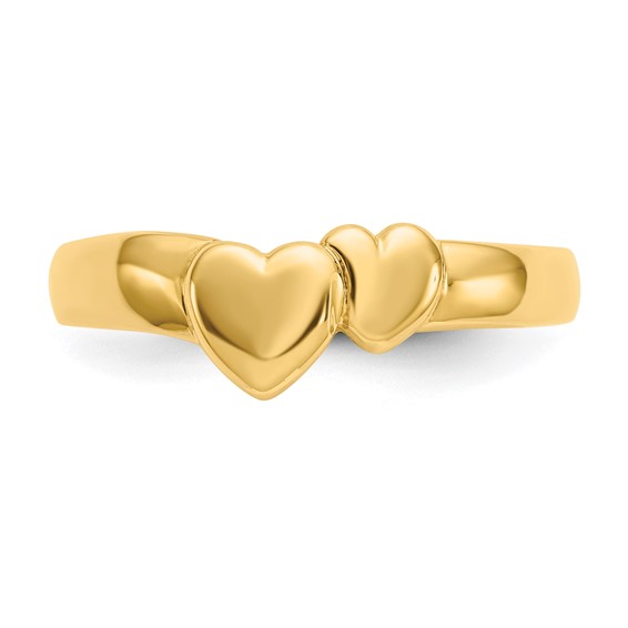 14k Polished Adjoining Hearts Ring