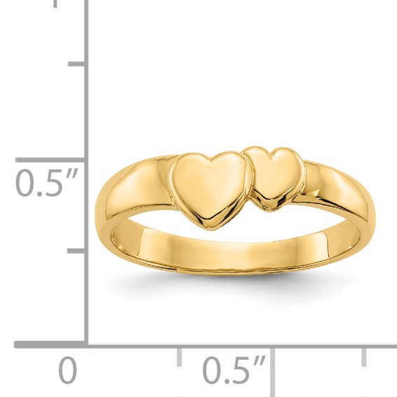 14k Polished Adjoining Hearts Ring
