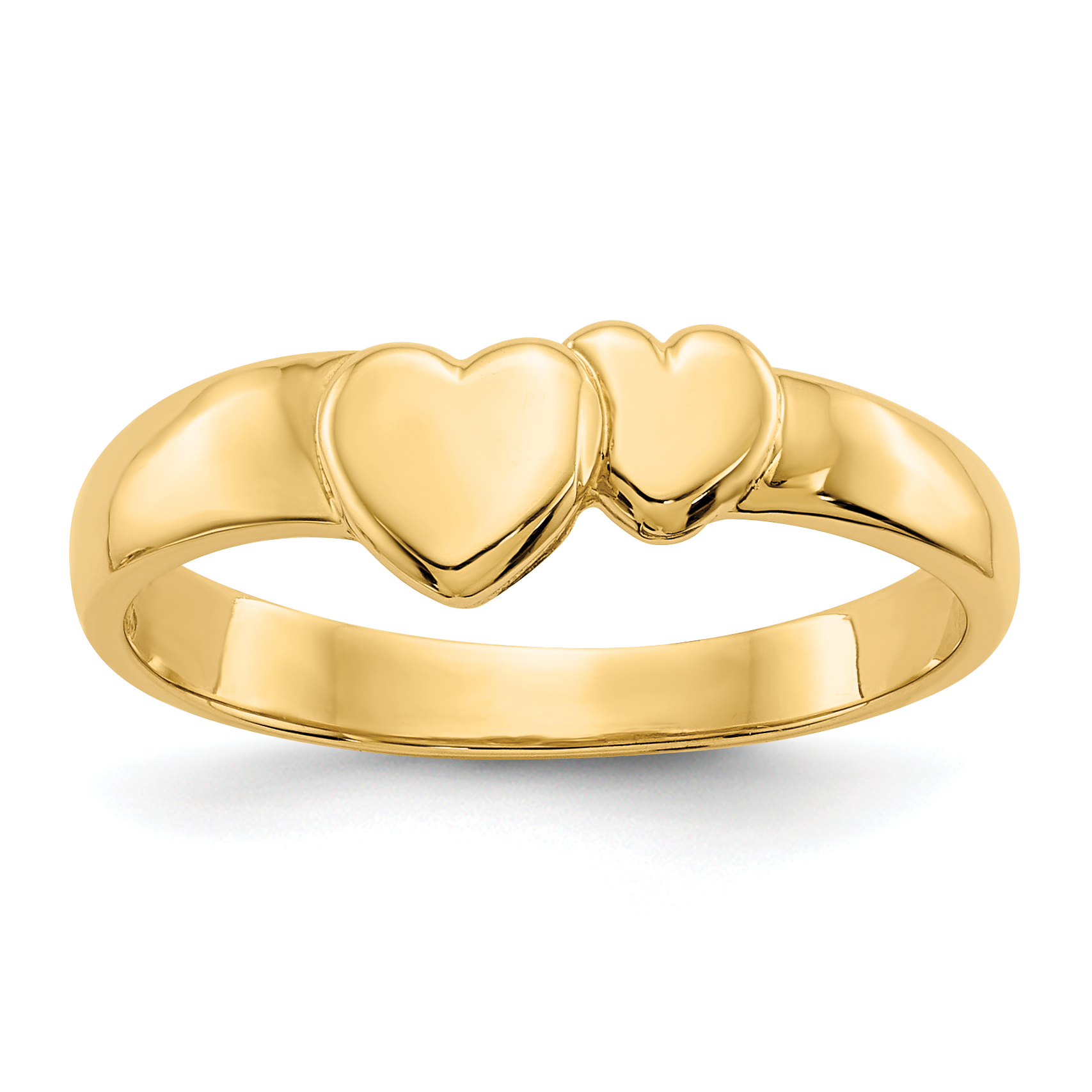 14k Gold Polished Adjoining Hearts Ring (K5744)