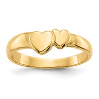 14K Yellow Gold Polished Adjoining Hearts Ring view 1