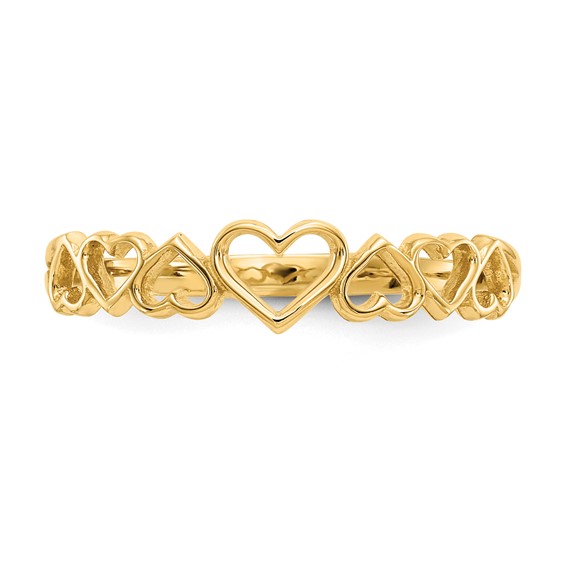 14k Polished Hearts Ring