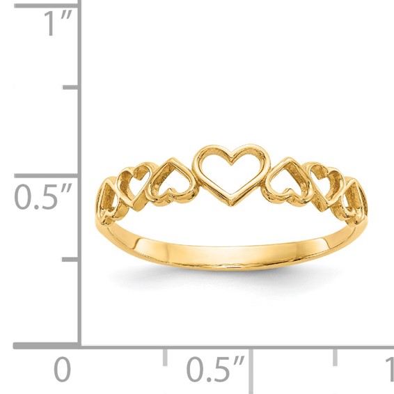 14k Polished Hearts Ring