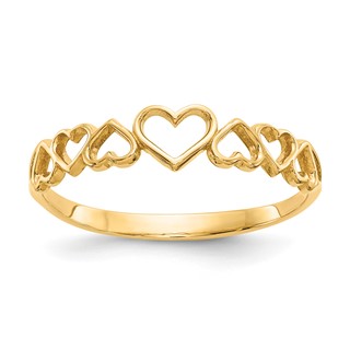14k Polished Hearts Ring