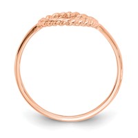 14K Rose Gold Polished and Textured Heart Ring view 2