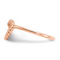 14K Rose Gold Polished and Textured Heart Ring view 3