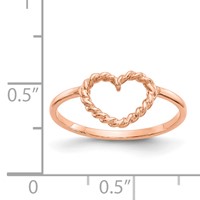 14K Rose Gold Polished and Textured Heart Ring view 4