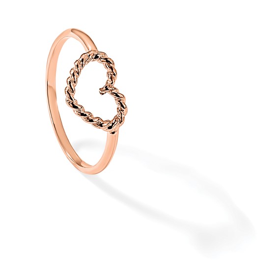 14k Rose Gold Polished and Textured Heart Ring