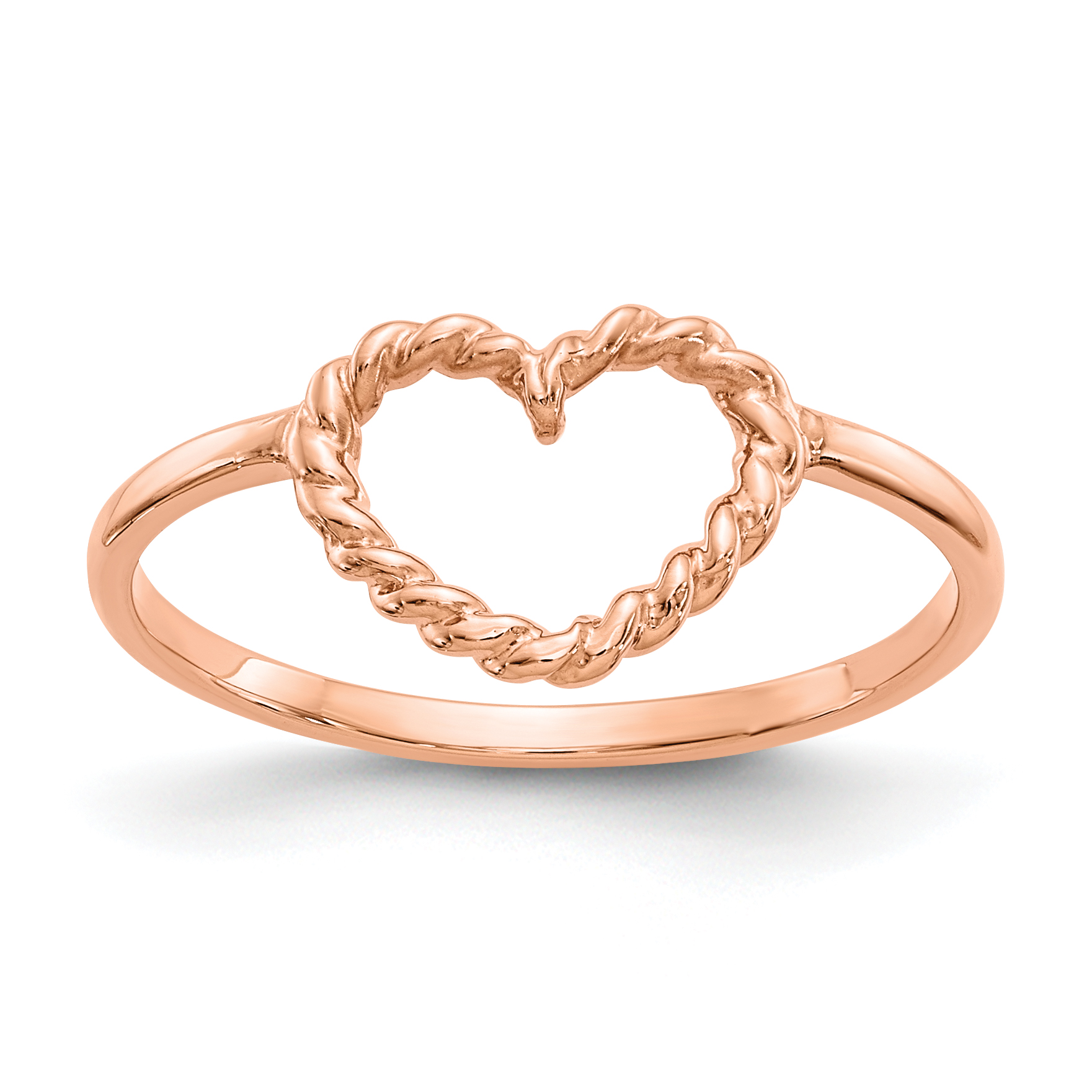 14k Rose Gold Polished & Textured Heart Ring (K5749)
