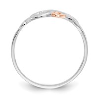 14K White and Rose Gold-Plated Polished 2 Hearts and Leaves Ring view 2