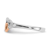 14K White and Rose Gold-Plated Polished 2 Hearts and Leaves Ring view 3