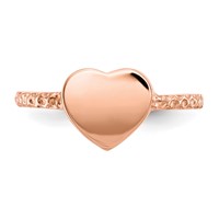 14K Rose Gold Polished Textured Heart Ring view 5