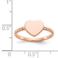 14K Rose Gold Polished Textured Heart Ring view 4