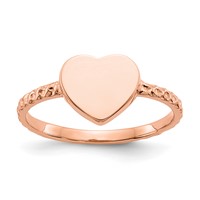 14K Rose Gold Polished Textured Heart Ring view 1