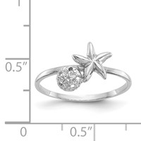 14K White Gold Polished Starfish and Sand Dollar Ring view 4