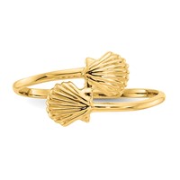 14K Yellow Gold Polished Shells Bypass Ring view 5