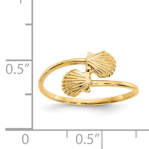 14k Polished Shells Bypass Ring