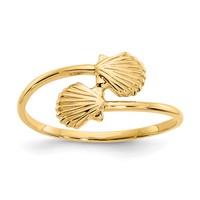 14K Yellow Gold Polished Shells Bypass Ring view 1