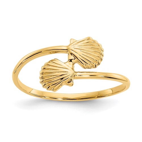 14K Yellow Gold Polished Shells Bypass Ring