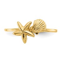 14K Polished Shell and Starfish Ring view 5