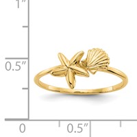14K Polished Shell and Starfish Ring view 4