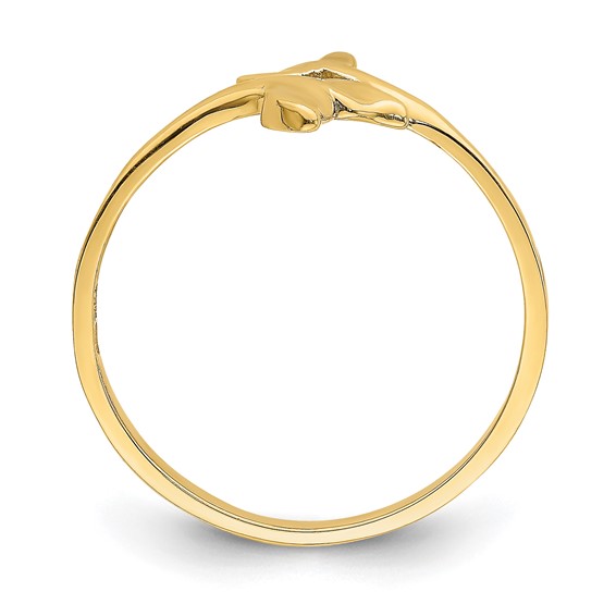 14K Polished Double Whale Tails Bypass Ring