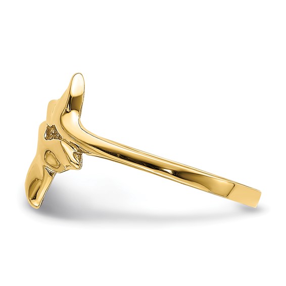 14K Polished Double Whale Tails Bypass Ring