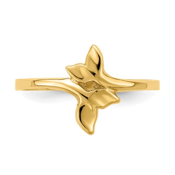 14K Polished Double Whale Tails Bypass Ring