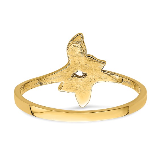14K Polished Double Whale Tails Bypass Ring