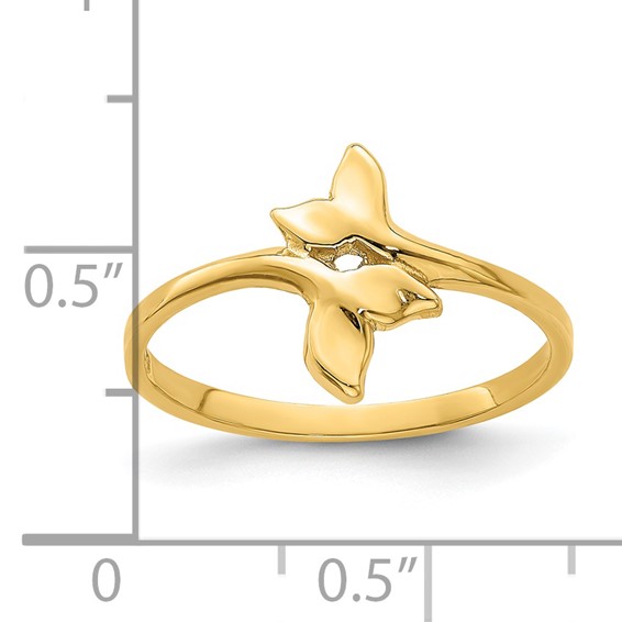 14K Polished Double Whale Tails Bypass Ring