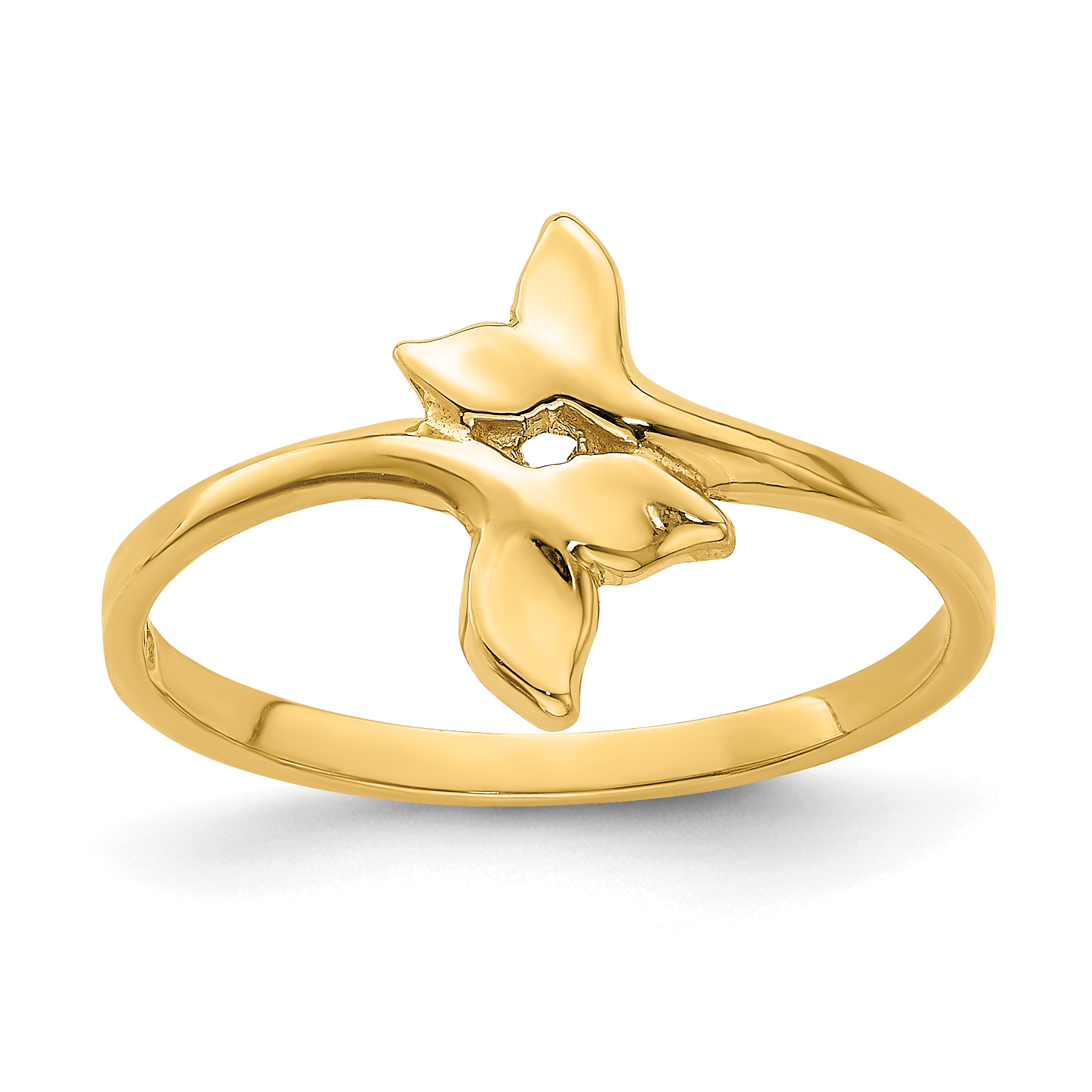 14K Gold Polished Double Whale Tail Ring (K5765)