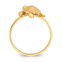 14K Yellow Gold Polished and Textured Sea Turtle Ring view 2