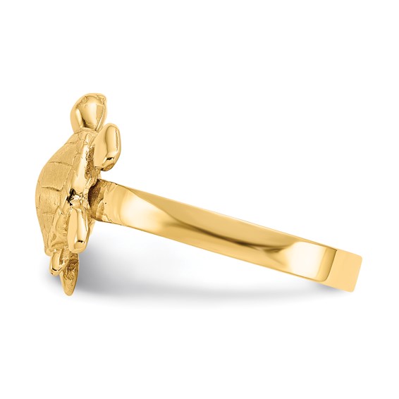 14K Polished and Textured Sea Turtle Ring