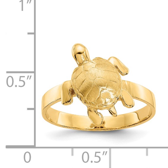 14K Polished and Textured Sea Turtle Ring