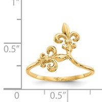 14K Yellow Gold Polished Fleur De Lis Ring view 4