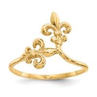 14K Yellow Gold Polished Fleur De Lis Ring view 1