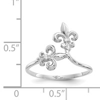 14K White Gold Polished Fleur De Lis Ring view 3