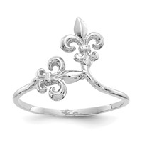 14K White Gold Polished Fleur De Lis Ring view 1