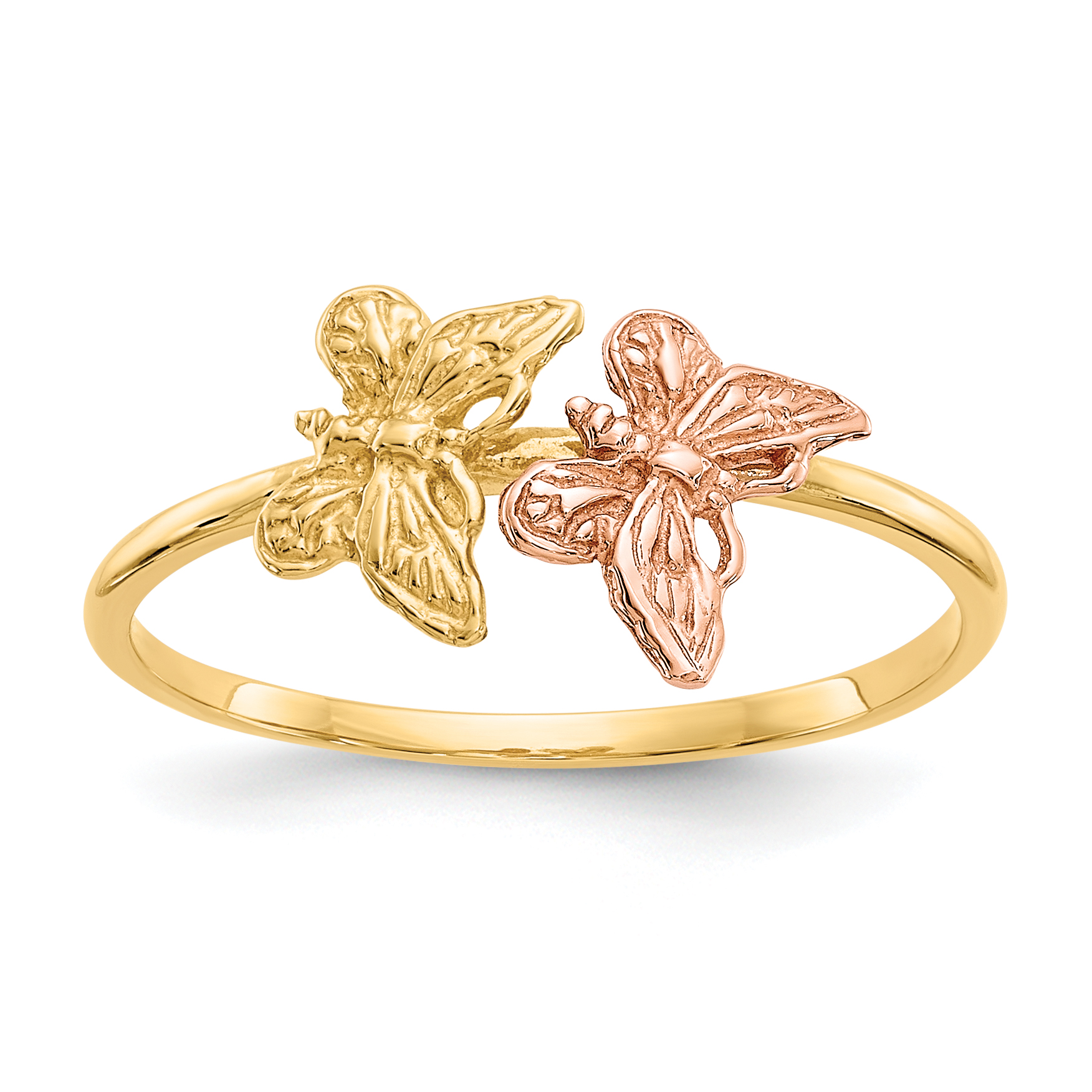 14k Two-Tone Polished Butterfly Ring (K5770)