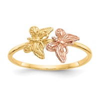 14K Two-Tone Polished Two Butterflies Ring view 1