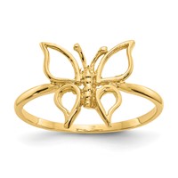 14K Yellow Gold Polished Butterfly Ring view 1
