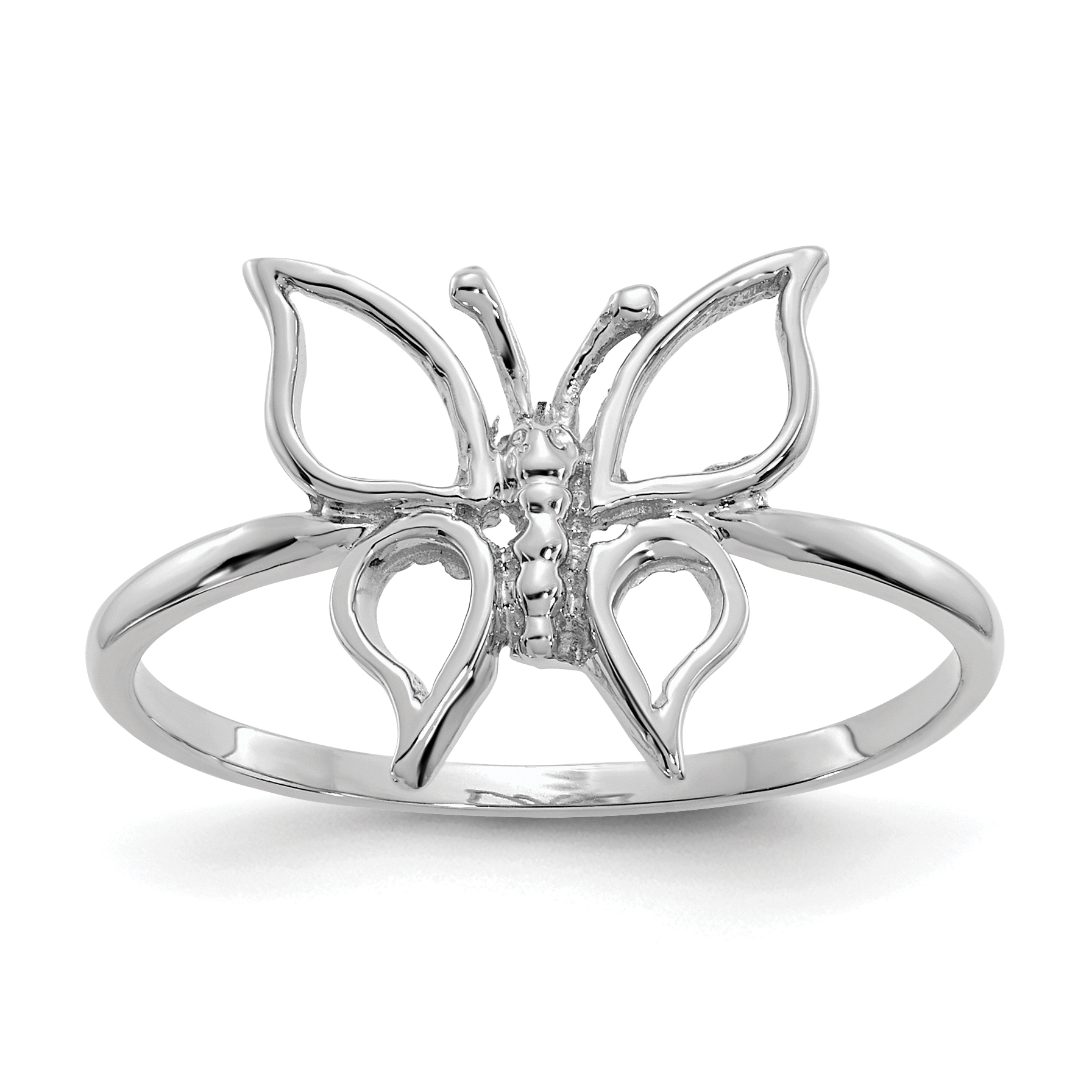 14k White Gold Polished Butterfly Ring (K5775)