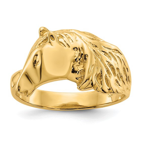14K Polished Horse Head Ring