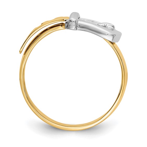 14k Two-Tone Polished Buckle Ring