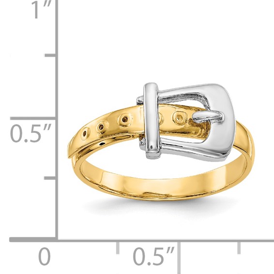 14k Two-Tone Polished Buckle Ring