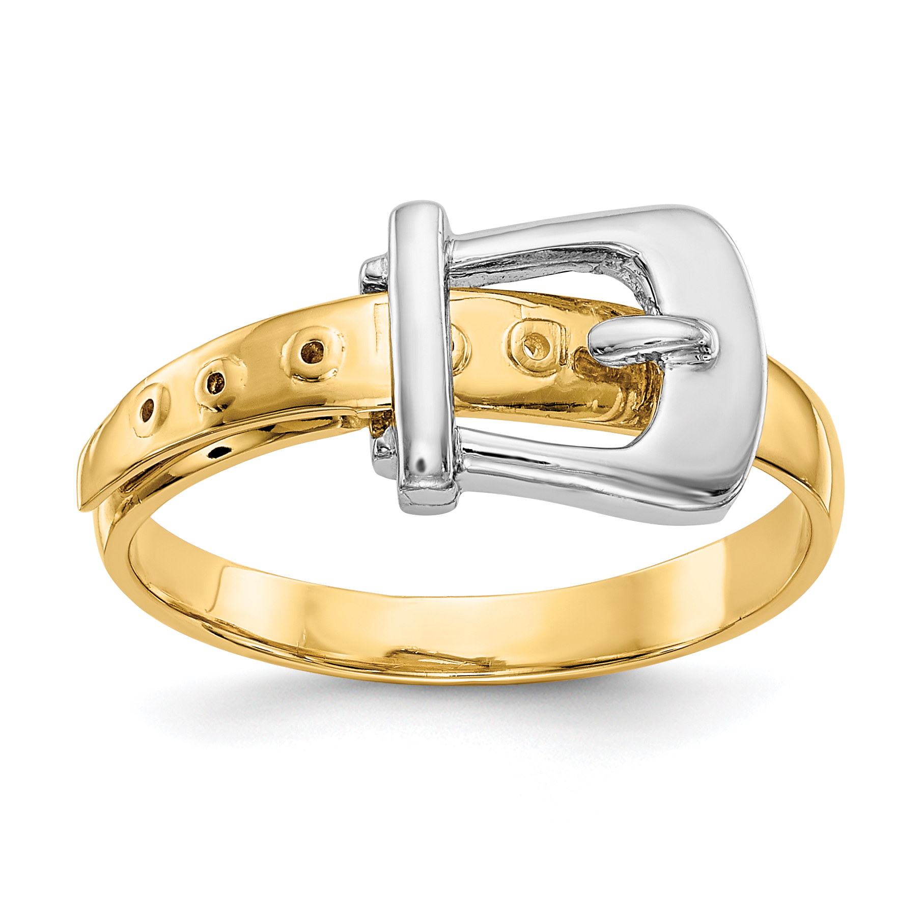 14k Two-Tone Polished Buckle Ring (K5784)
