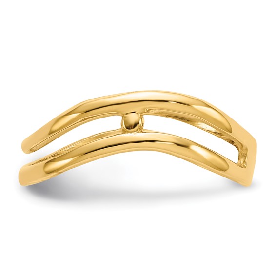 14K Polished Double Wave Fashion Thumb Ring Size 9