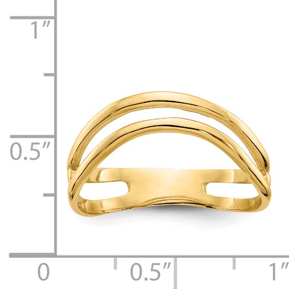 14K Polished Double Wave Fashion Thumb Ring Size 9