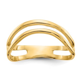 14K Polished Double Wave Fashion Thumb Ring Size 9