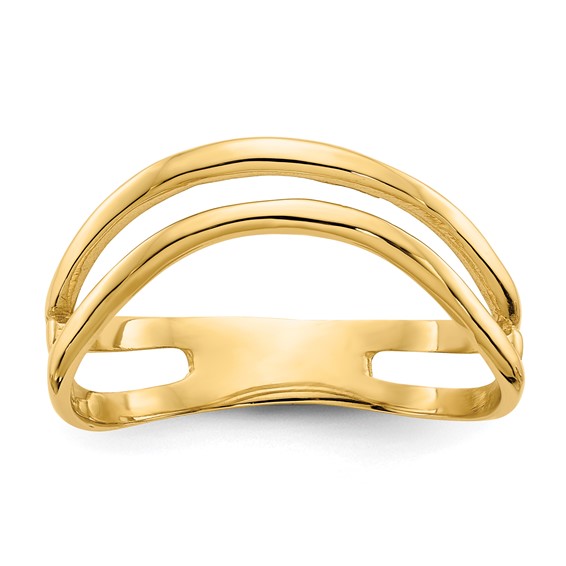 14K Polished Double Wave Fashion Thumb Ring Size 9