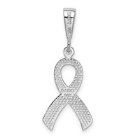 14K White Gold Awareness Ribbon Pendant view 3